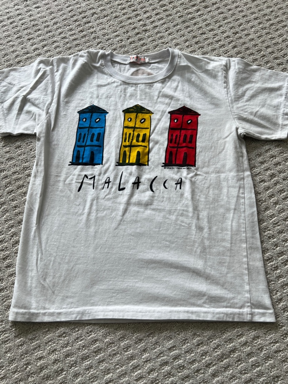 Malacca Graphic Tee with Blue, Yellow & Red Buildings